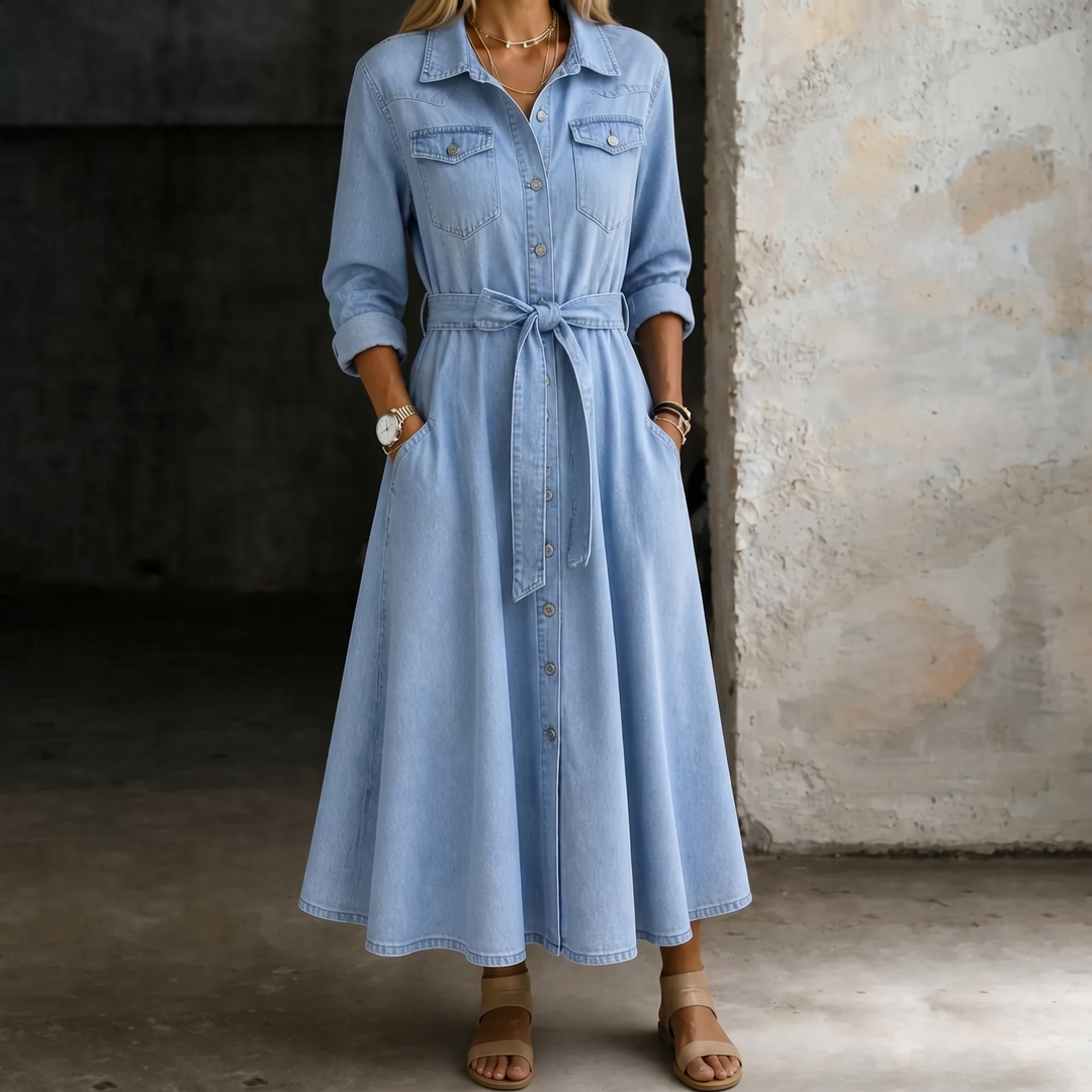 Luna | Vestido de Denim de Manga Larga