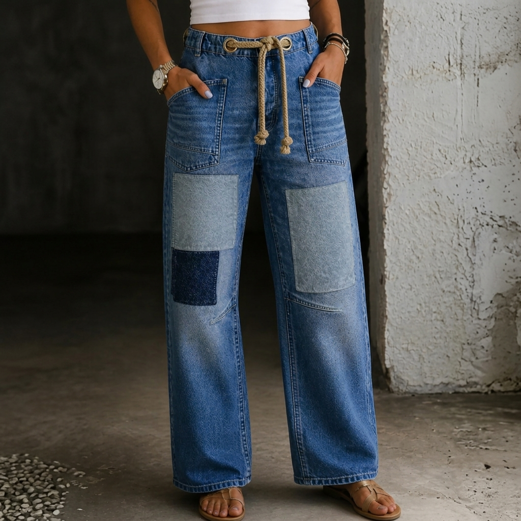 Margarita | Jean con Cordón y Patchwork