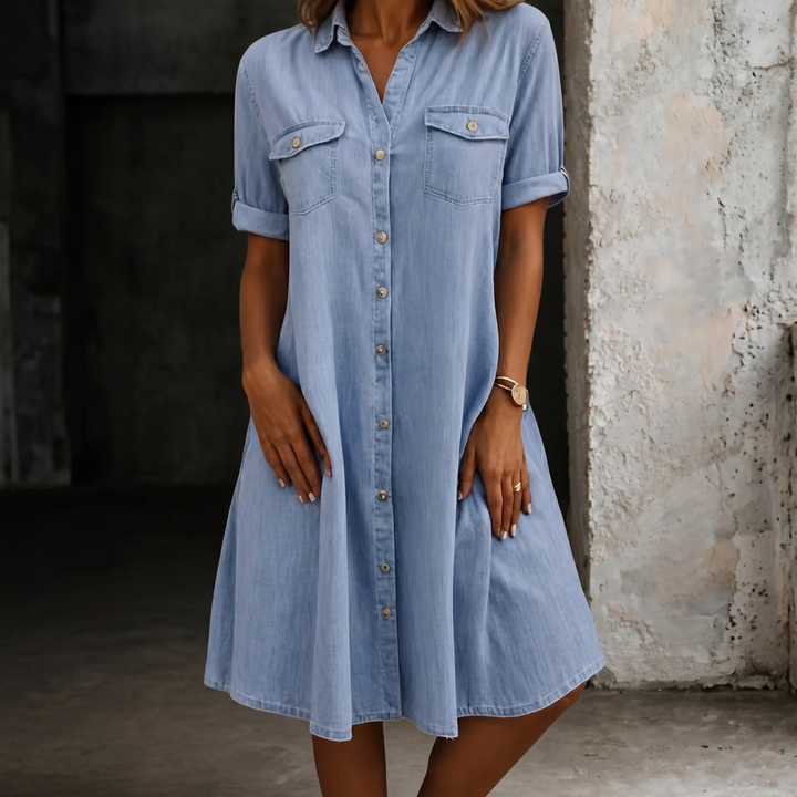 Patricia | Vestido Midi de Estilo Casual en Denim