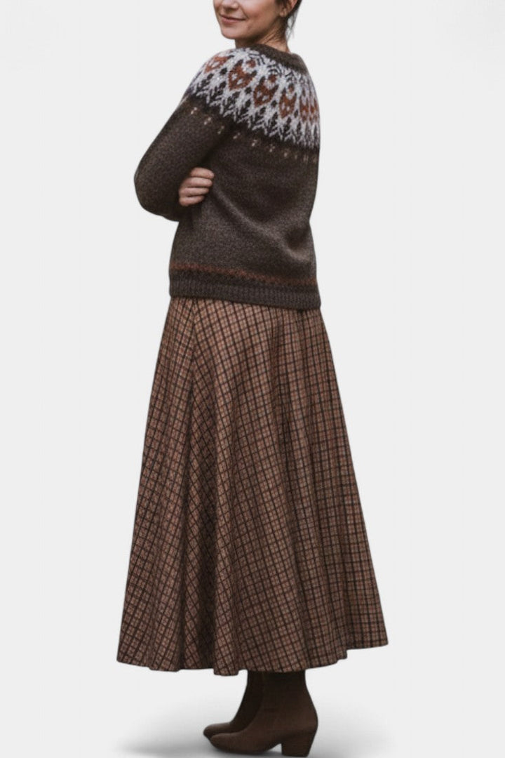 Perpetua | Suéter de Lana Jacquard Marrón y Marfil