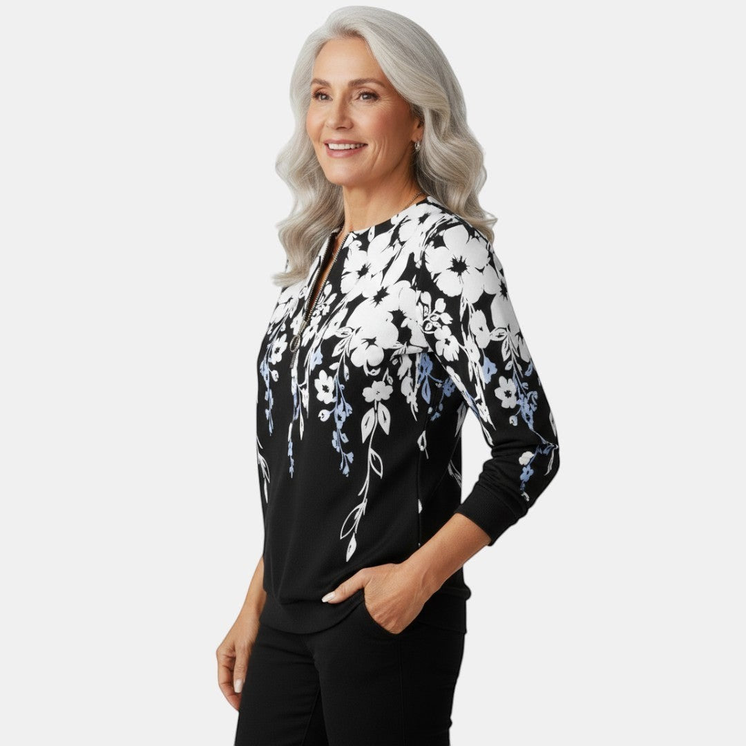 Elaina | Suéter Floral con Cierre
