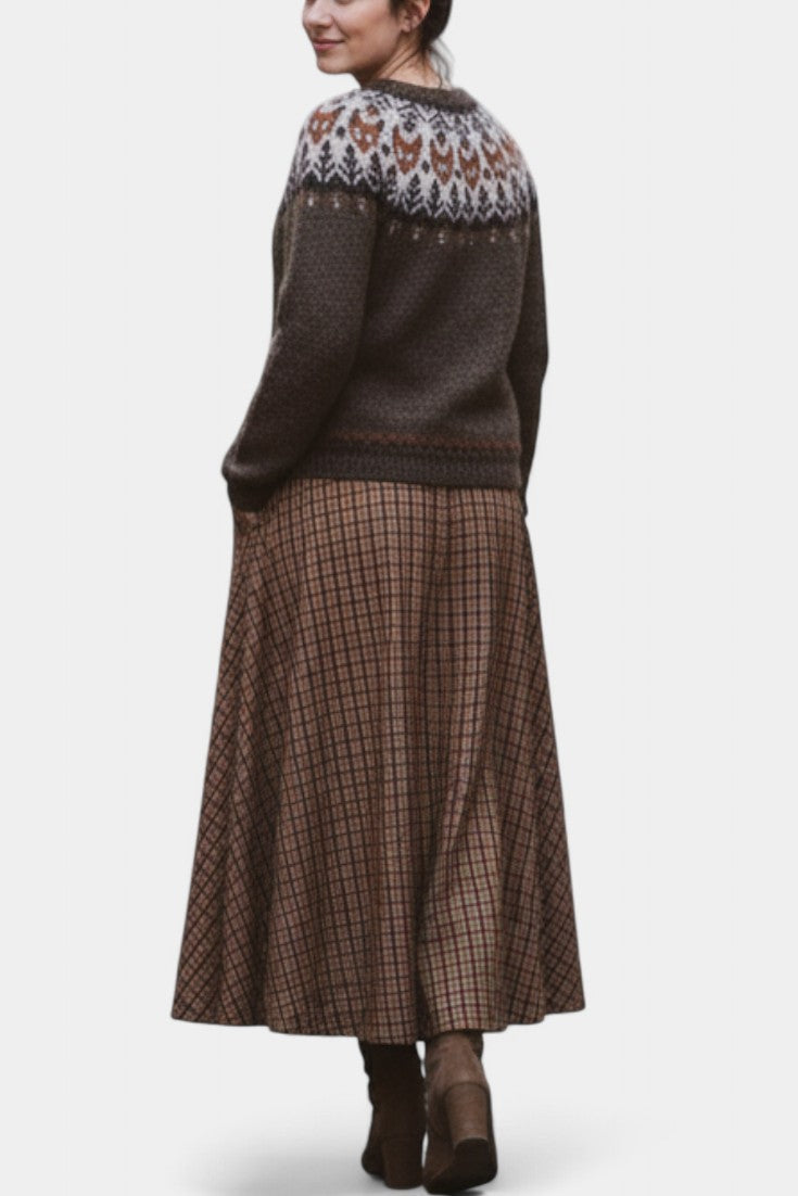 Perpetua | Suéter de Lana Jacquard Marrón y Marfil
