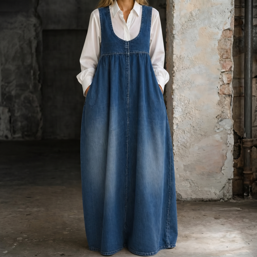 Veronica | Vestido Chaleco de Mezclilla Suelto