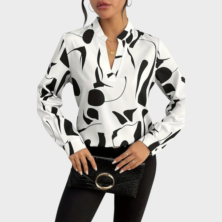 Pía | Blusa Geométrica con Escote en V