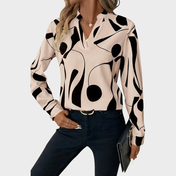 Pía | Blusa Geométrica con Escote en V
