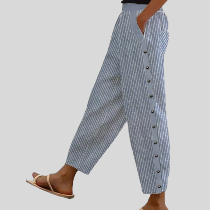 Linaya | Pantalones con Botones a Rayas