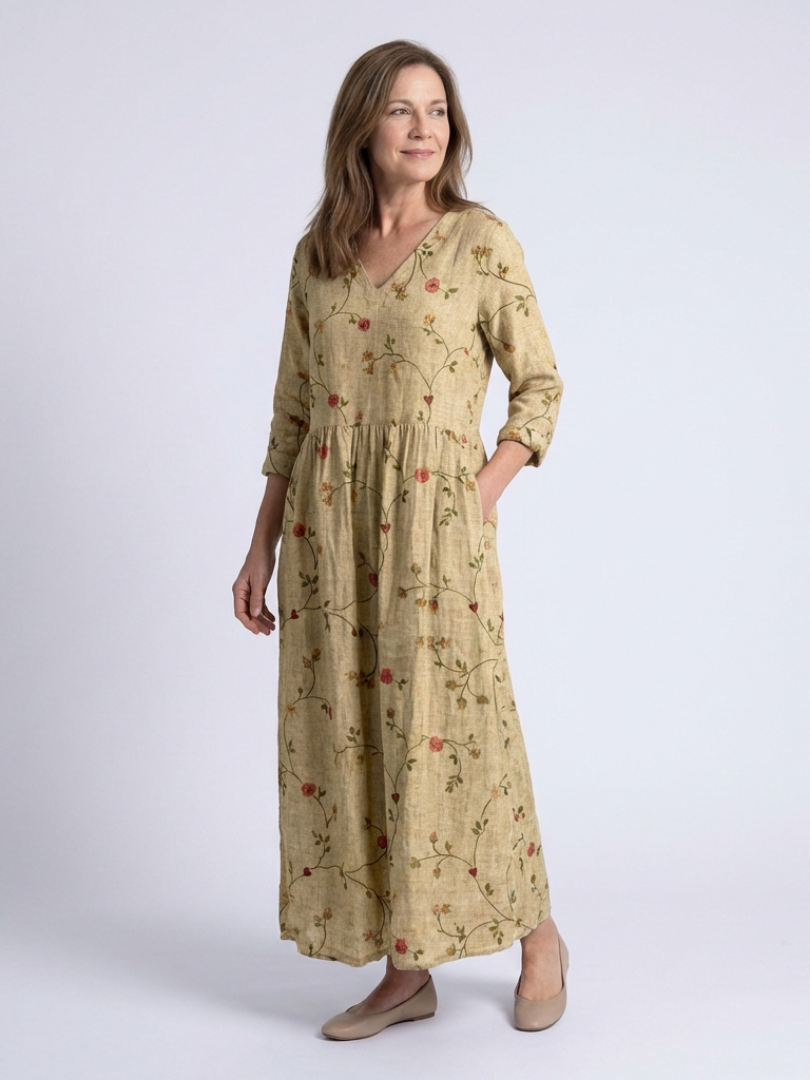 Marina | Vestido Maxi Floral con Escote en V