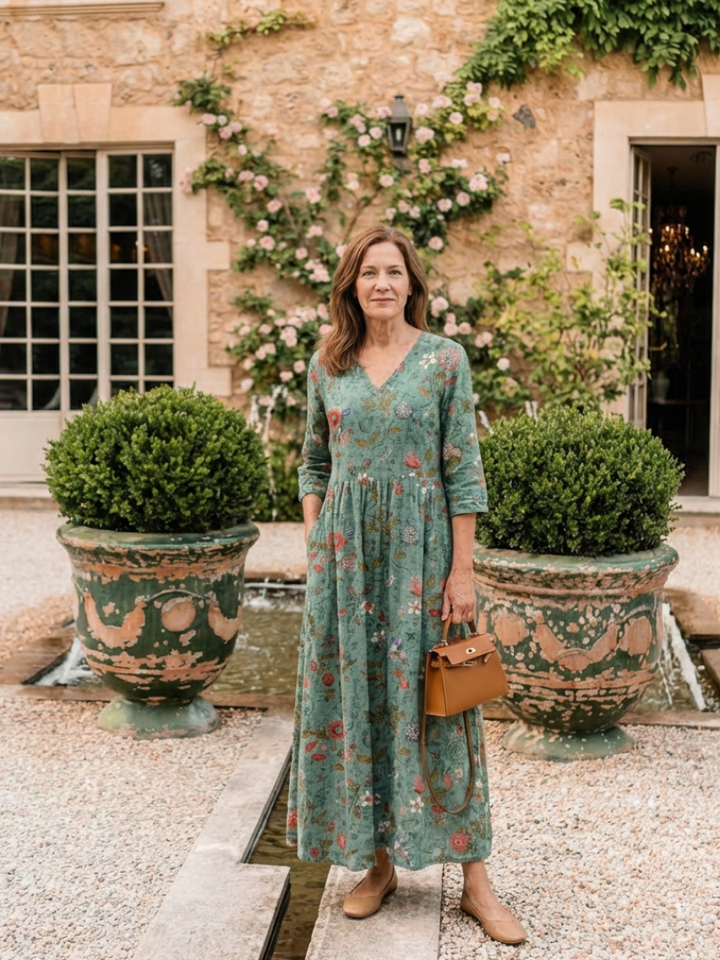 Marina | Vestido Maxi Floral con Escote en V