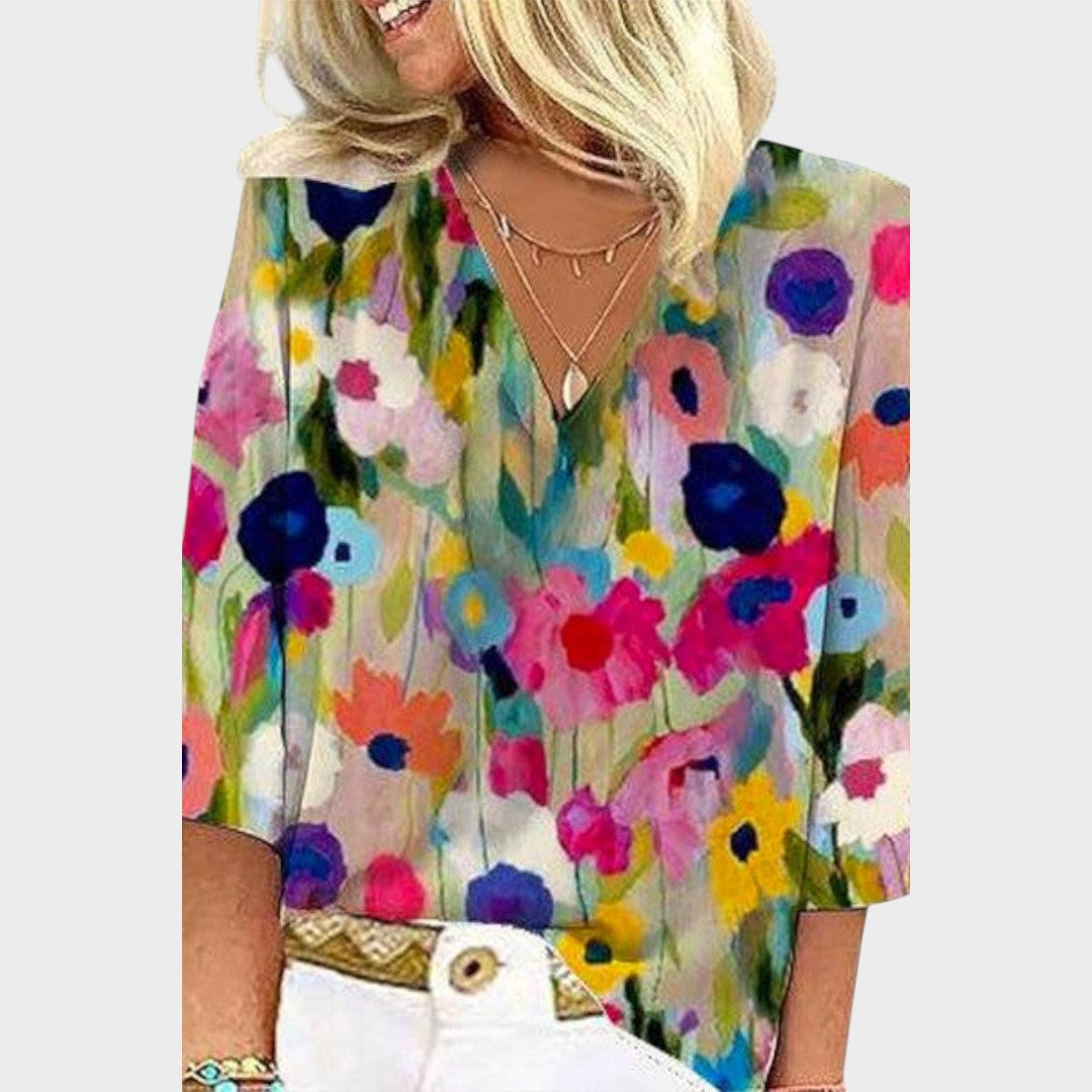 Soledad | Blusa Floral con Mangas 3/4