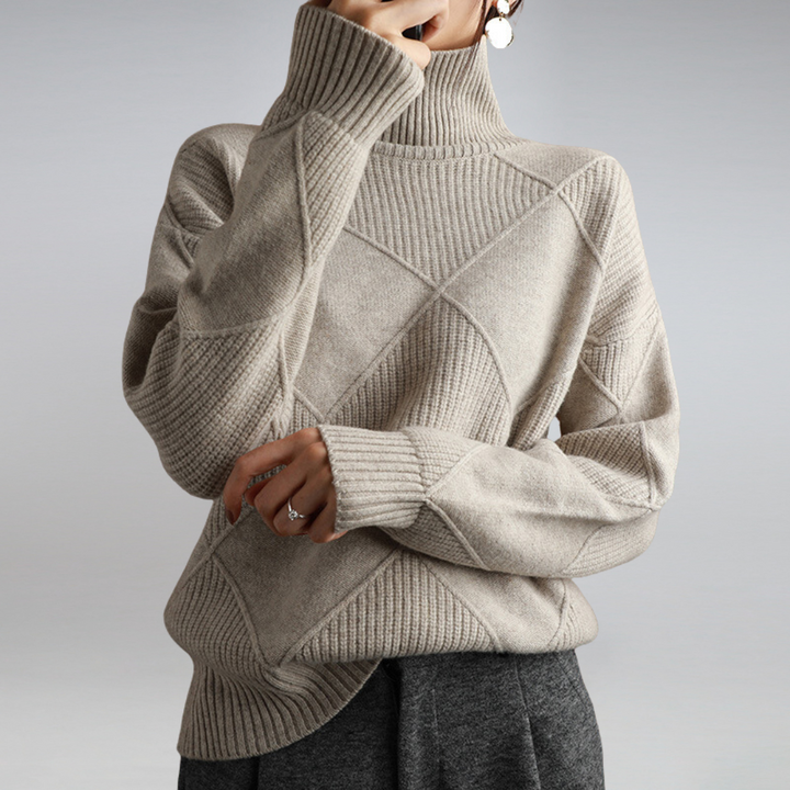 Linley | Suéter de Cuello Alto de Luxe con Rayas