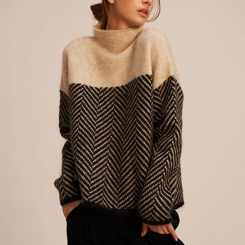 Nora | Suéter de Cuello Alto Bicolor