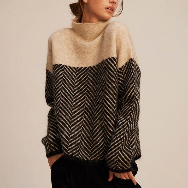 Nora | Suéter de Cuello Alto Bicolor