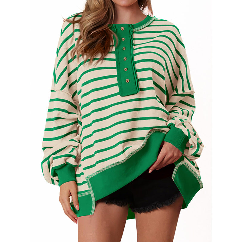Polana | Sudadera Casual Oversized de Rayas de Manga Larga