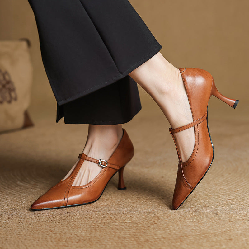 Aveline | Pumps T-Strap de Cuero
