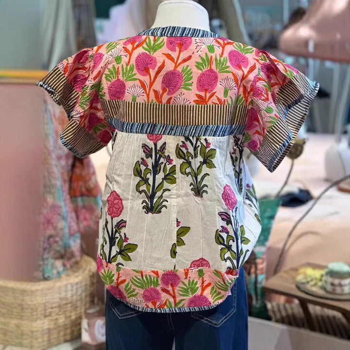 Elouisa | Top Floral Mixto Vintage Suave para Mujeres