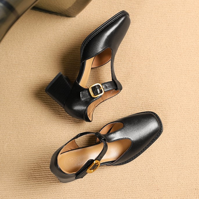 Marcelina | Pumps T-Strap de Cuero