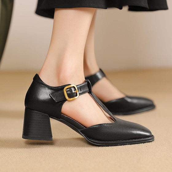 Marcelina | Pumps T-Strap de Cuero