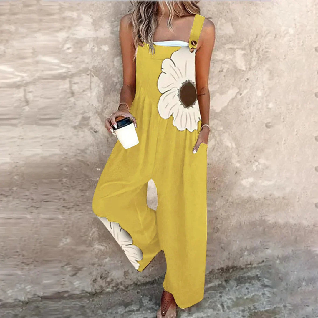 Johanna | Pantalón con tirantes negro con anemonas