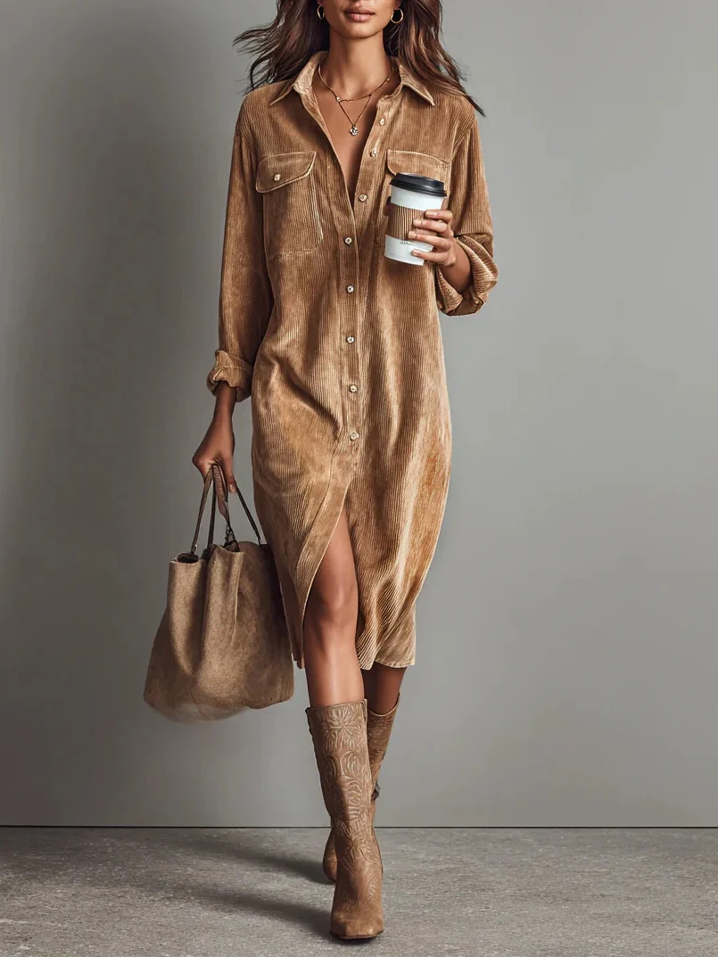 Felisa | Vestido Midi con Bolsillos en el Pecho
