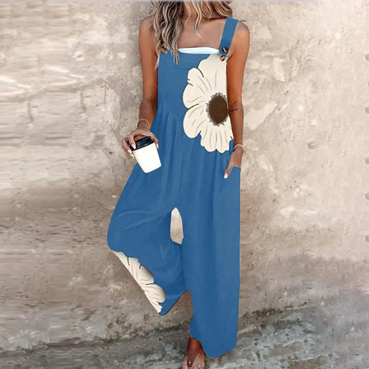 Johanna | Pantalón con tirantes negro con anemonas