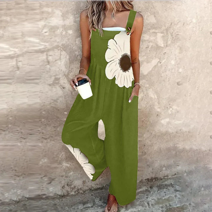 Johanna | Pantalón con tirantes negro con anemonas