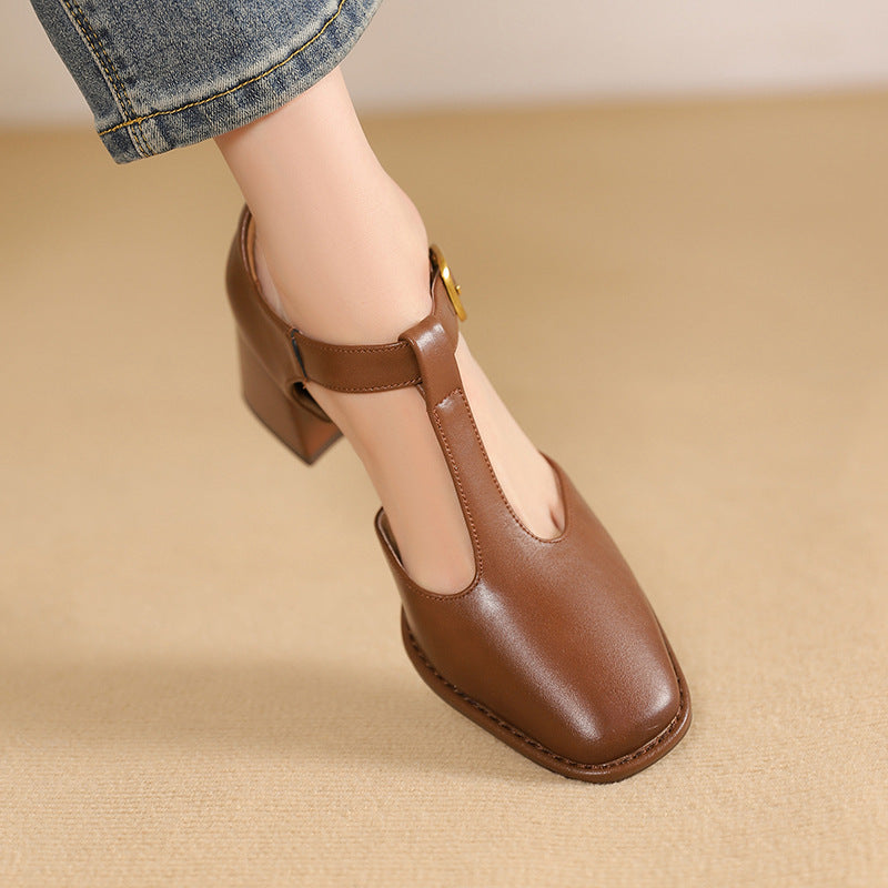 Marcelina | Pumps T-Strap de Cuero