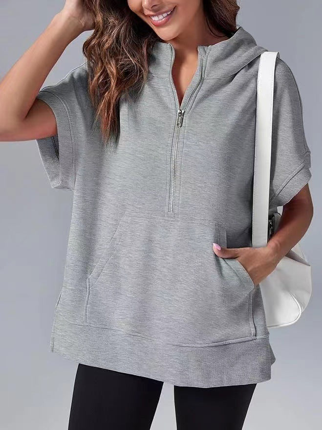 Hisper | Sudadera de Verano de Corte Holgado y Media Cremallera