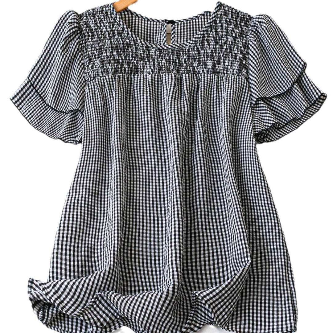 Blusa Vintage Kristel con Mangas Abullonadas a Rayas – Top Retro Atemporal