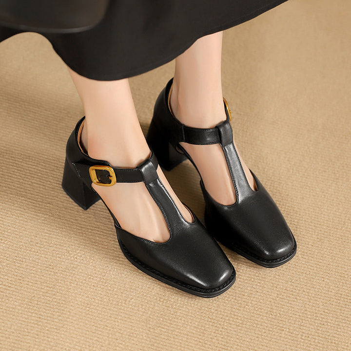 Marcelina | Pumps T-Strap de Cuero