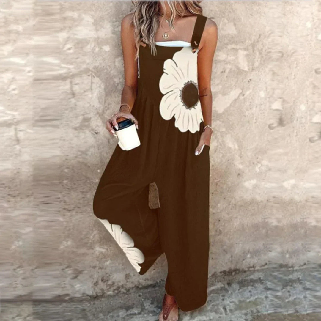 Johanna | Pantalón con tirantes negro con anemonas