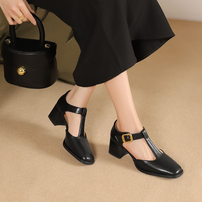 Marcelina | Pumps T-Strap de Cuero