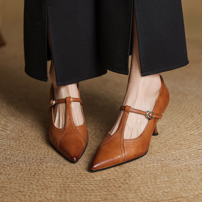 Aveline | Pumps T-Strap de Cuero