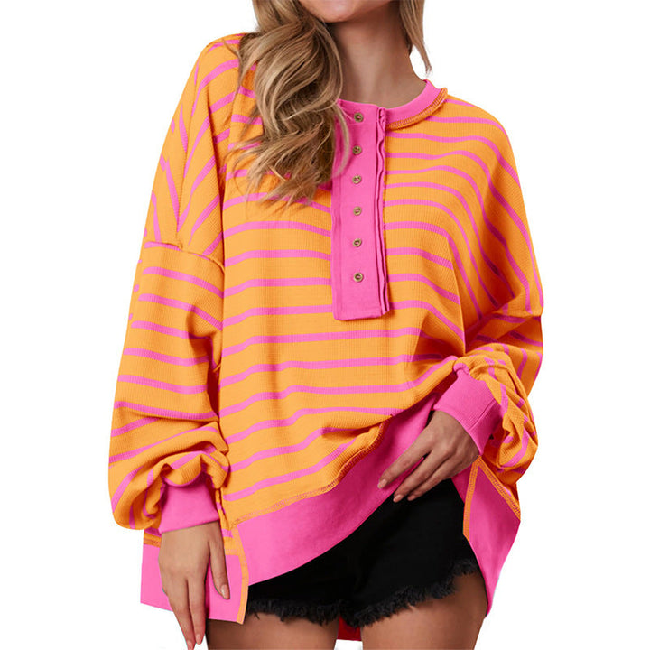 Polana | Sudadera Casual Oversized de Rayas de Manga Larga