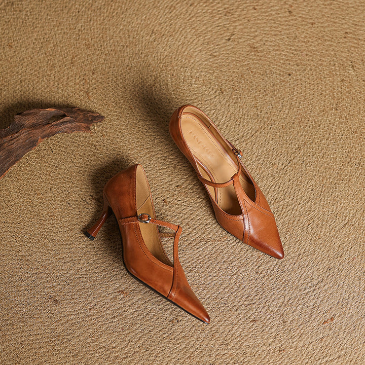 Aveline | Pumps T-Strap de Cuero