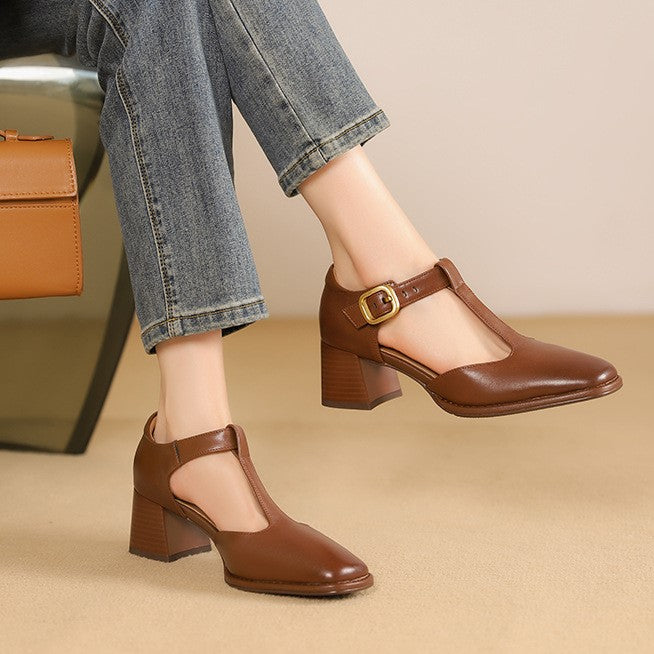 Marcelina | Pumps T-Strap de Cuero