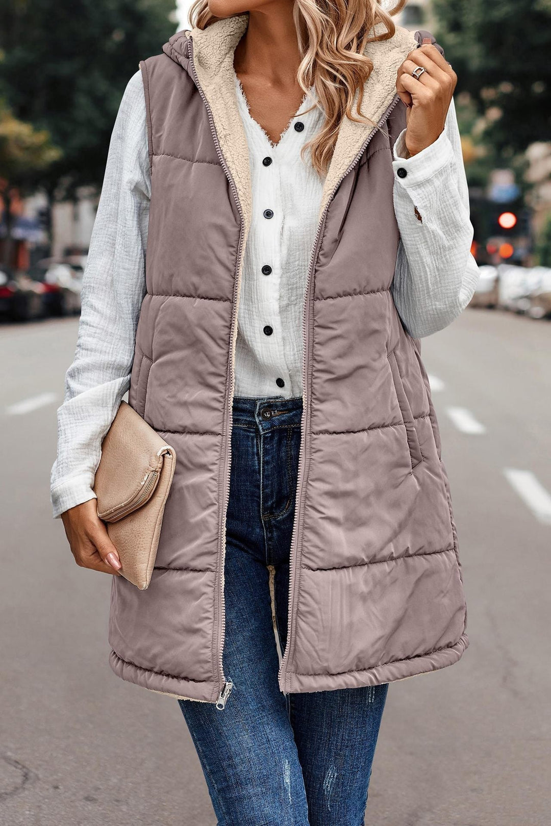 Mishelle | Chaleco con Capucha Reversible y Cálido