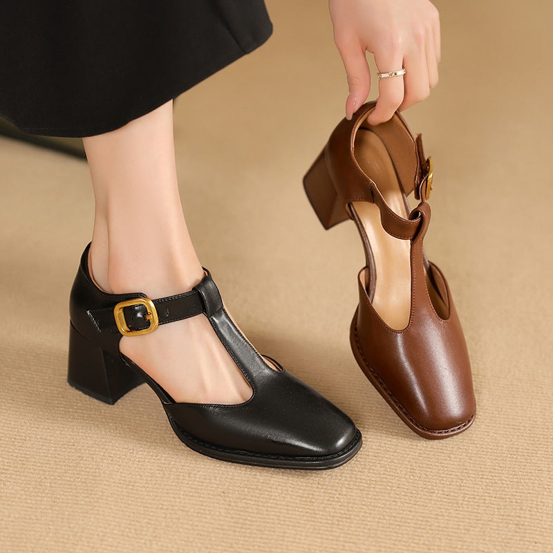Marcelina | Pumps T-Strap de Cuero