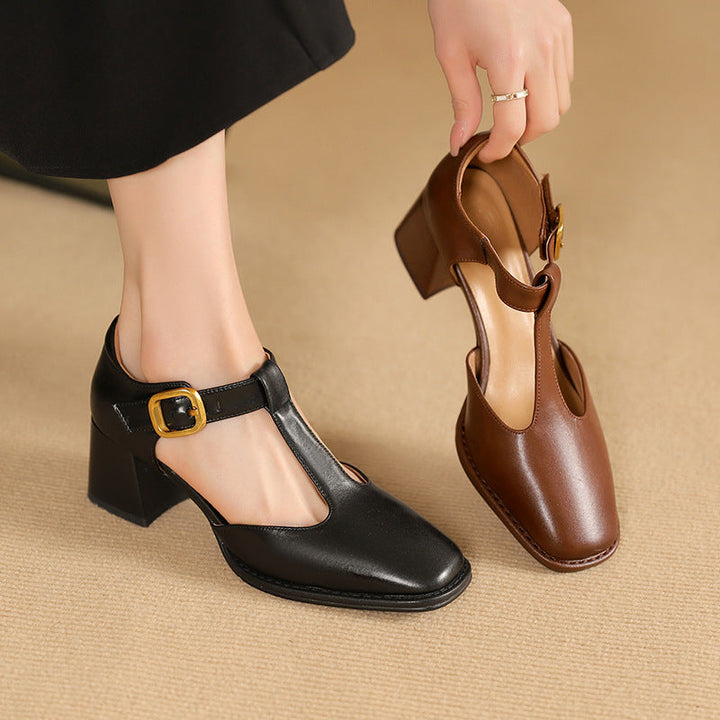 Marcelina | Pumps T-Strap de Cuero
