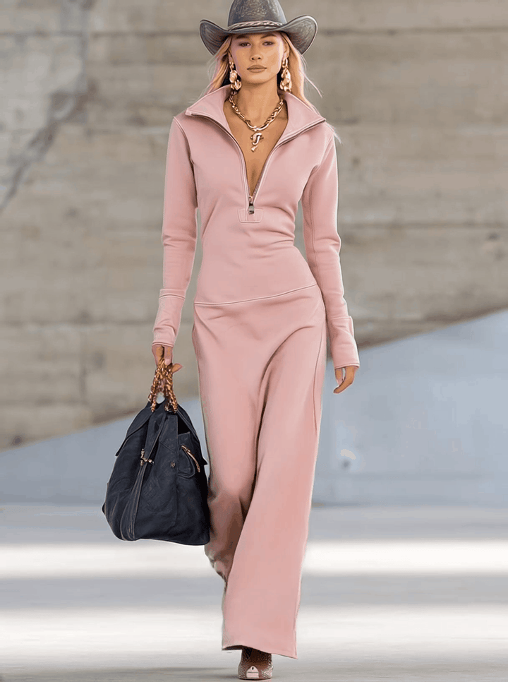Karol | Vestido Maxi Deportivo Retro con Cremallera