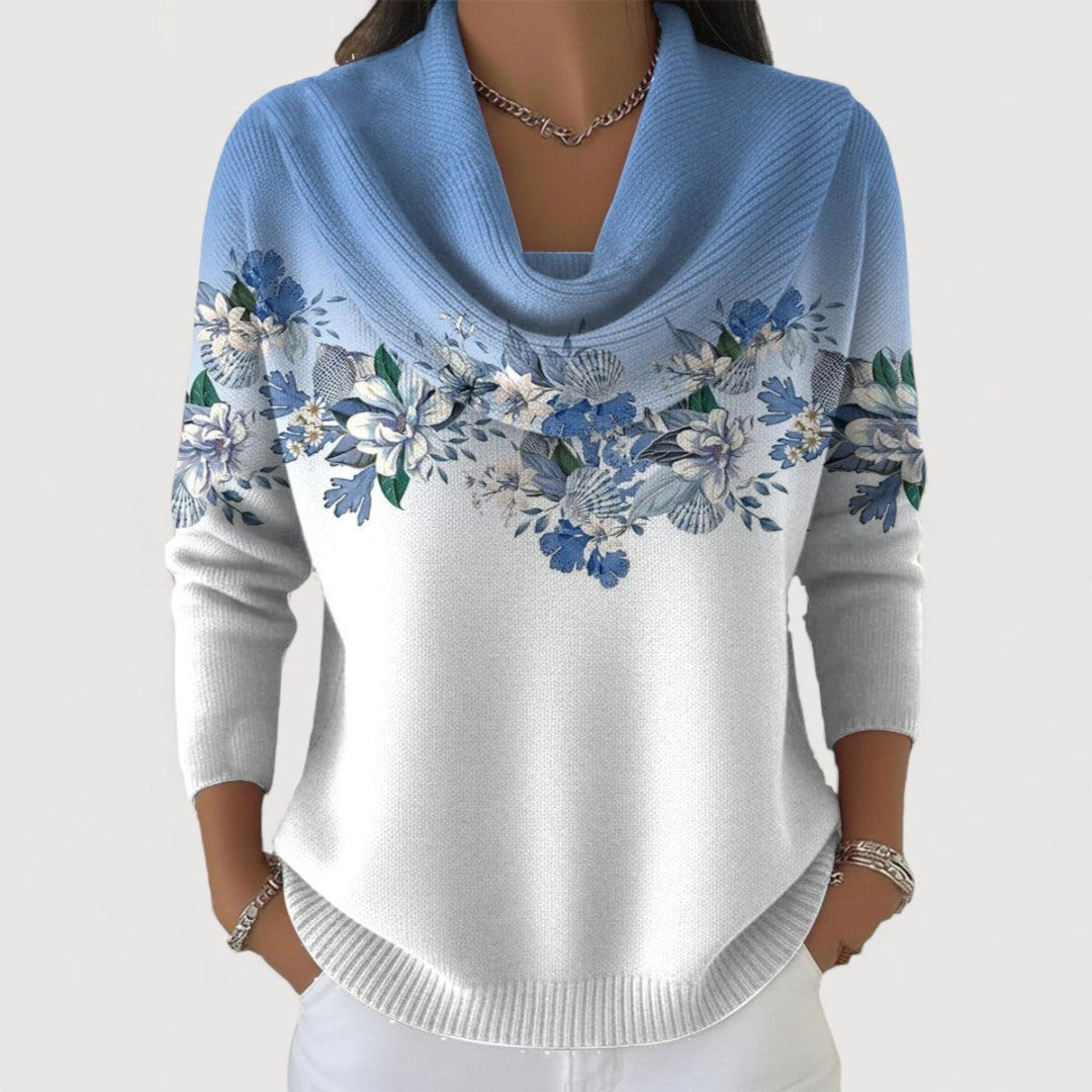Nora | Suéter Floral con Cuello Suave