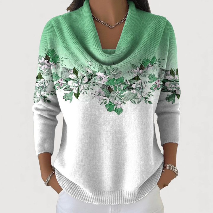 Nora | Suéter Floral con Cuello Suave