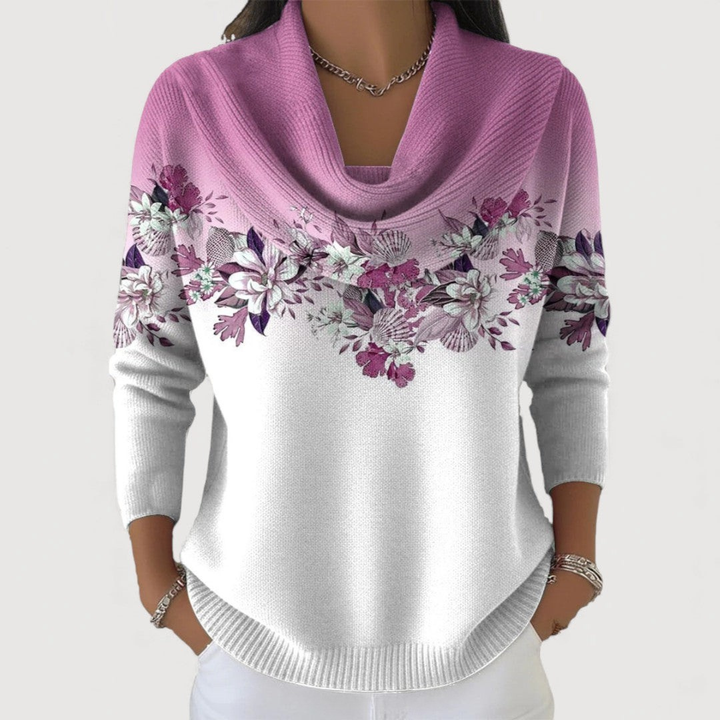 Nora | Suéter Floral con Cuello Suave