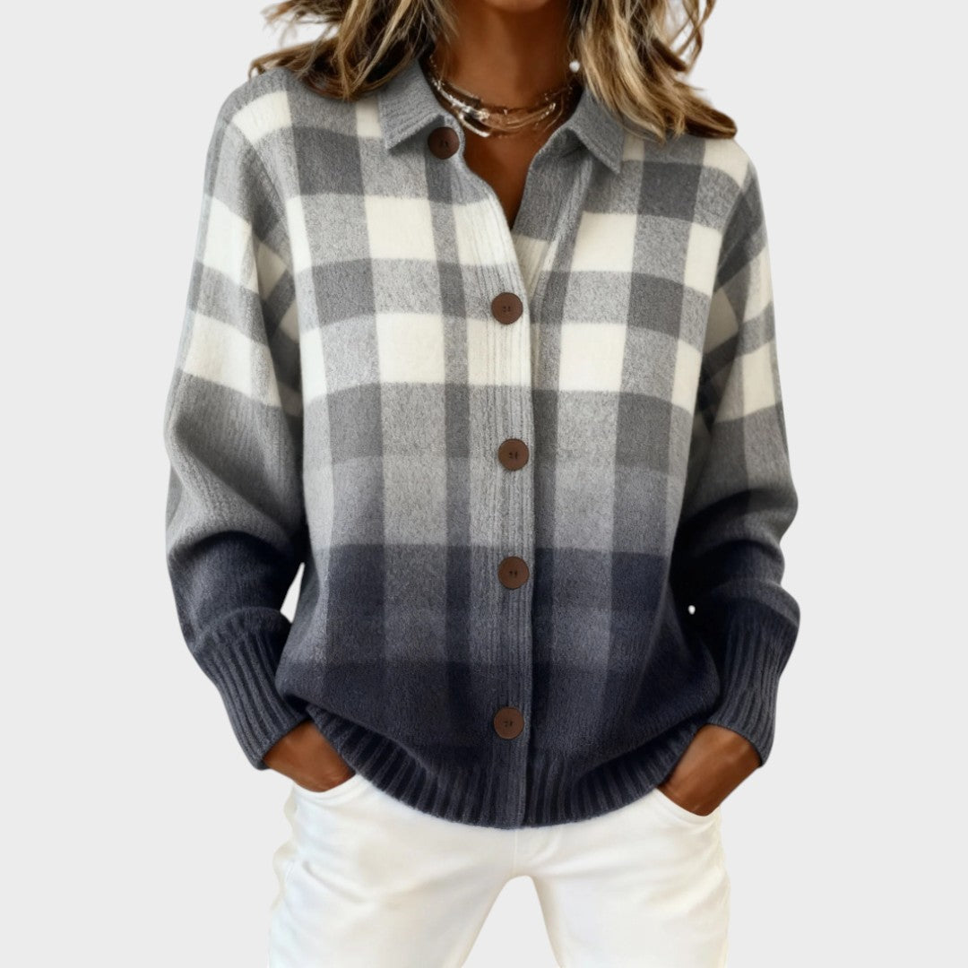Mara | Cárdigan Camisa de Punto a Cuadros
