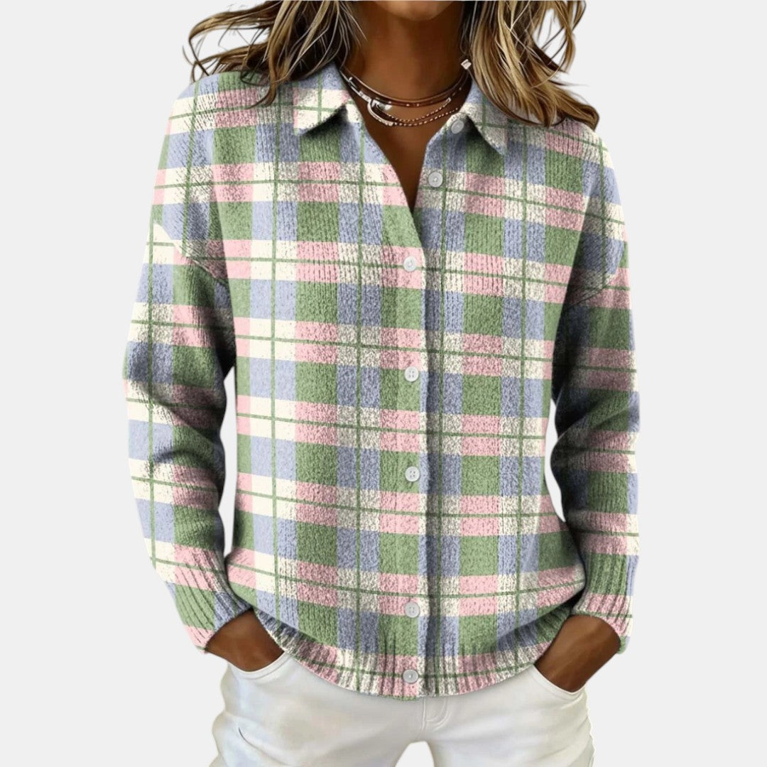 Lenah | Cárdigan Camisa de Punto a Cuadros