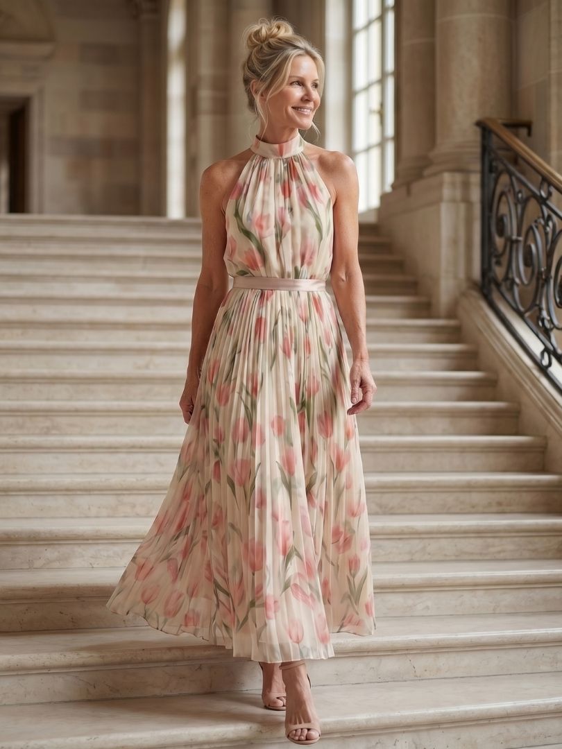 Delfina | Vestido Midi Halter Floral