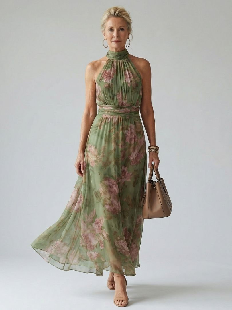 Carolina | Vestido Midi Halter Fruncido