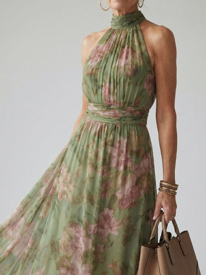 Carolina | Vestido Midi Halter Fruncido
