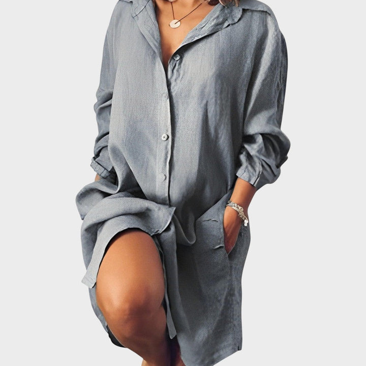 Ramona | Blusa de Lino con Cuello Clásico