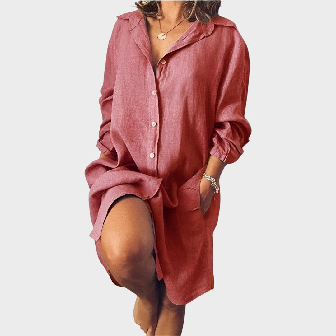 Ramona | Blusa de Lino con Cuello Clásico