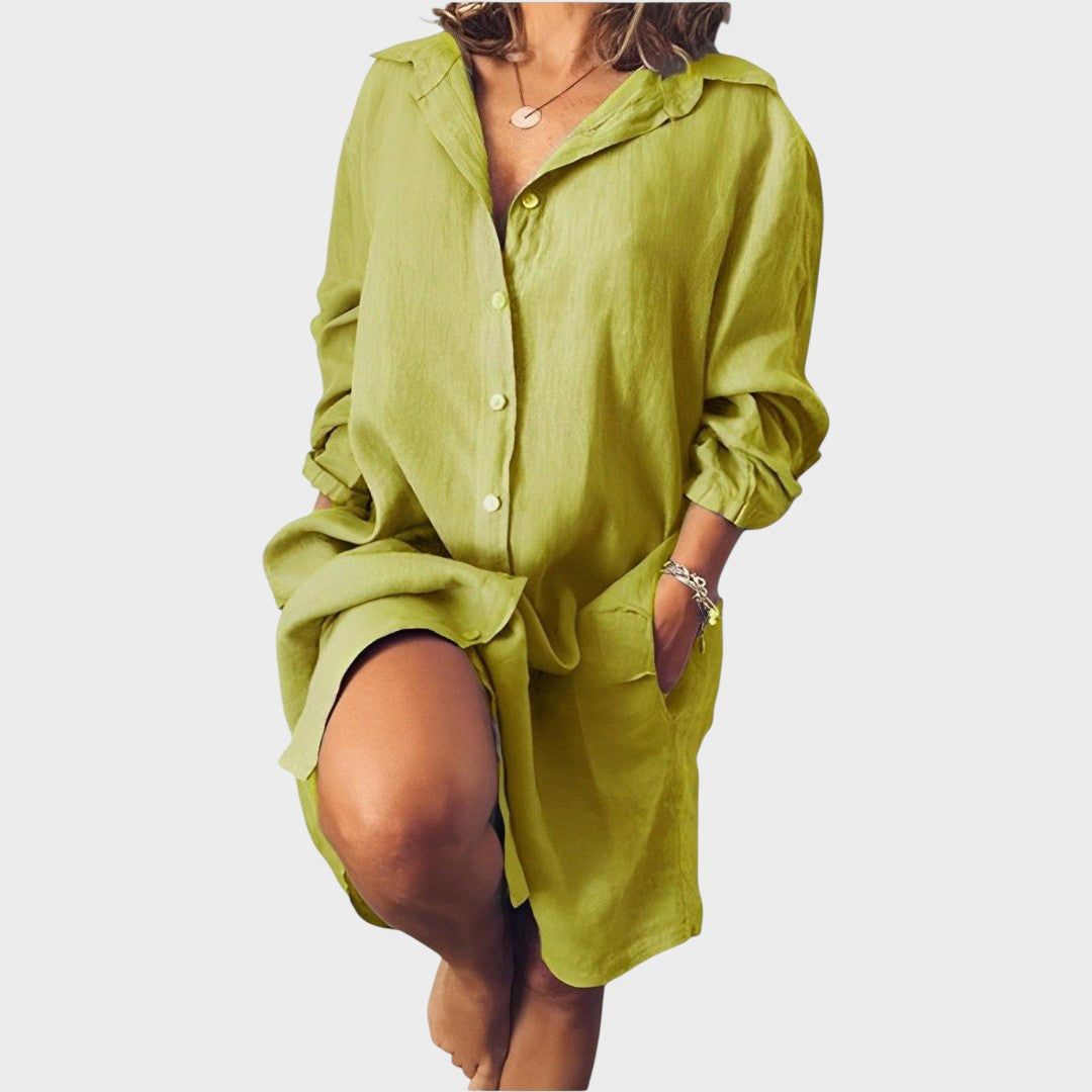 Ramona | Blusa de Lino con Cuello Clásico
